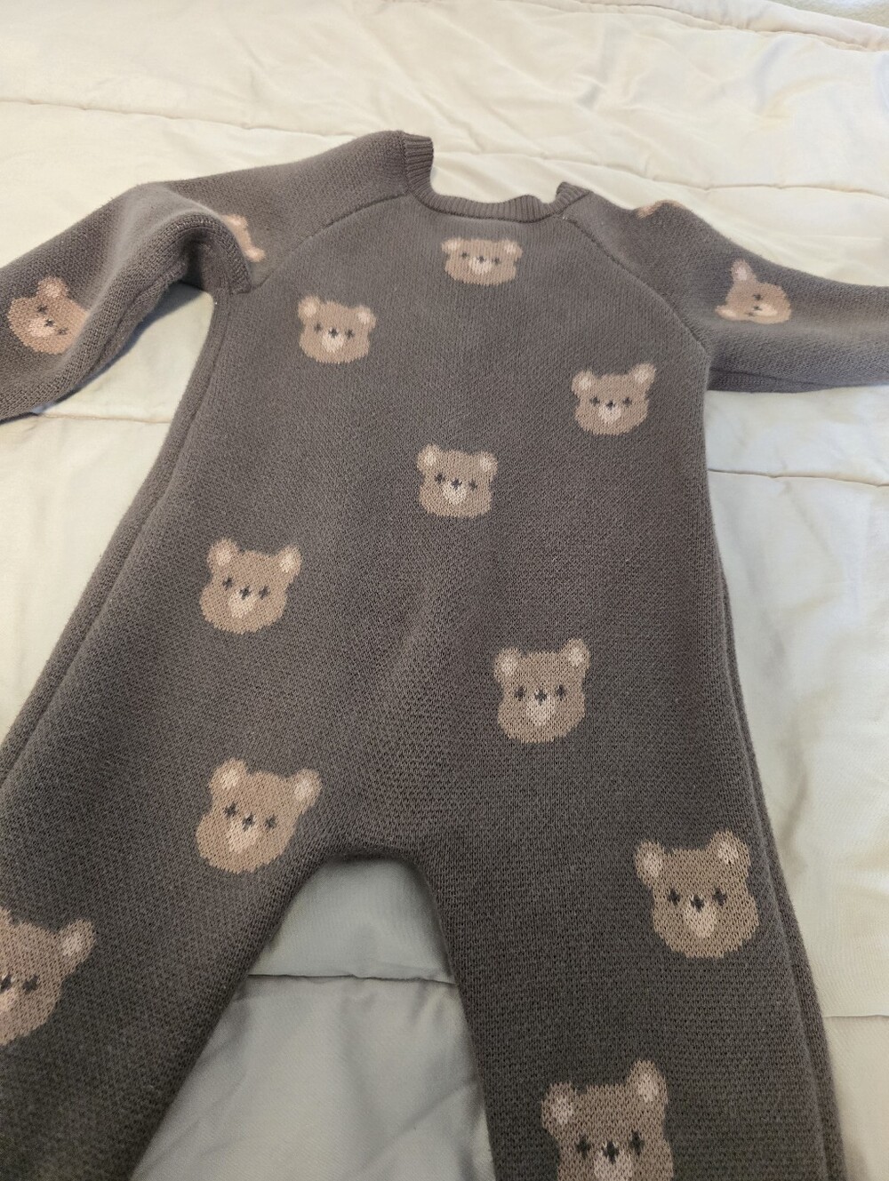 Jamie Kay Brown Bear Knit One-Piece Romper - Picture 4 of 4